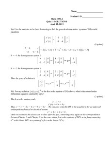 Name________________________ Student I.D.___________________ Math 2250-4 Quiz 11 SOLUTIONS