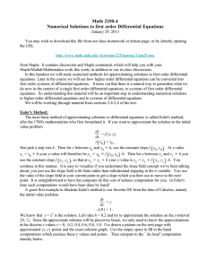 Math 2250-4 Numerical Solutions to first order Differential Equations