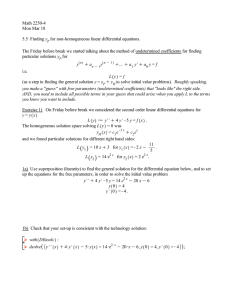 Math 2250-4 Mon Mar 18 y for non-homogeneous linear differential equations.