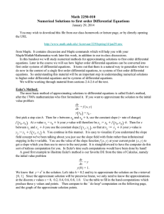Math 2250-010 Numerical Solutions to first order Differential Equations