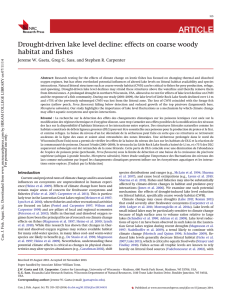 ARTICLE Drought-driven lake level decline: effects on coarse woody habitat and ﬁshes