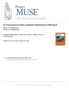 An Assessment of Urban Lakeshore Restorations in Minnesota Dana A. Vanderbosch