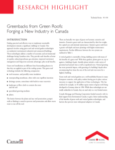 research highlight Greenbacks from Green Roofs: Forging a New Industry in Canada introduction