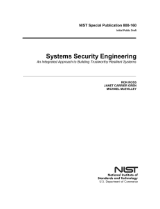Systems Security Engineering NIST Special Publication 800-160