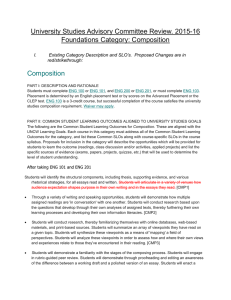 University Studies Advisory Committee Review. 2015-16 Foundations Category: Composition  Composition