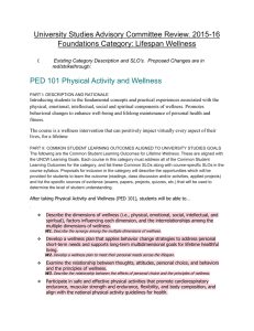 University Studies Advisory Committee Review. 2015-16 Foundations Category: Lifespan Wellness