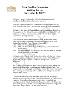 Basic Studies Committee Writing Forum November 8, 2007 *