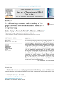 Journal of Experimental Child Psychology Social physical world: Preschool children’s imitation of