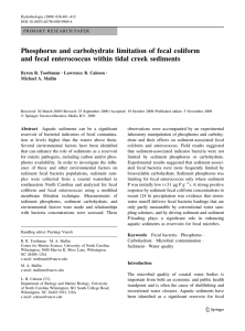 Phosphorus and carbohydrate limitation of fecal coliform