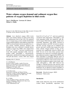 Water column oxygen demand and sediment oxygen flux: