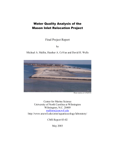 Water Quality Analysis of the Mason Inlet Relocation Project Final Project Report