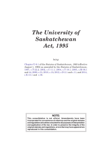The University of Saskatchewan Act, 1995