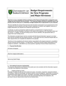 Budget Requirements for New Programs and Major Revisions