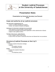 Student Judicial Processes at the University of Saskatchewan  Presentation Notes