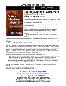 Science Education for Everyday Life Glen S. Aikenhead  AVAILABLE IN DECEMBER!