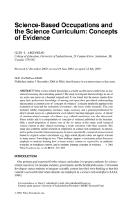 Science-Based Occupations and the Science Curriculum: Concepts of Evidence