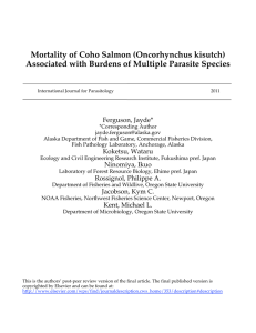 Mortality of Coho Salmon (Oncorhynchus kisutch) Ferguson, Jayde*