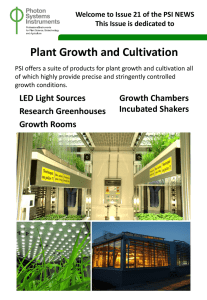 Plant Growth and Cultivation  This Issue is dedicated to