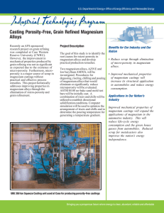 Industrial Technologies Program Casting Porosity-Free, Grain Refined Magnesium Alloys