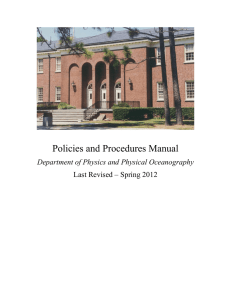 Policies and Procedures Manual Department of Physics and Physical Oceanography  