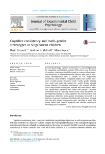 Journal of Experimental Child Psychology Cognitive consistency and math–gender stereotypes in Singaporean children