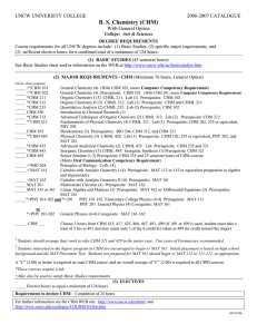 B. S. Chemistry (CHM) UNCW UNIVERSITY COLLEGE   