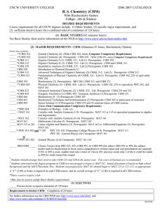 B. S. Chemistry (CHM) UNCW UNIVERSITY COLLEGE   