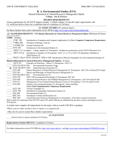 B. A. Environmental Studies (EVS) UNCW UNIVERSITY COLLEGE   