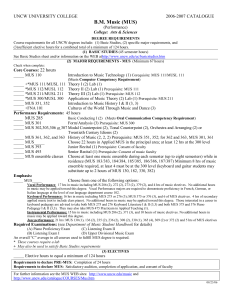 B.M.&nbsp;Music&nbsp;(MUS) UNCW UNIVERSITY&nbsp;COLLEGE&nbsp; &nbsp; College:&nbsp;&nbsp;Arts&nbsp;&amp;&nbsp;Sciences