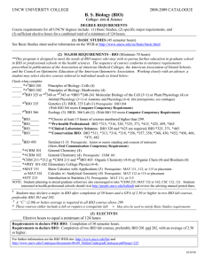 B. S. Biology (BIO) UNCW UNIVERSITY COLLEGE  2008-2009 CATALOGUE