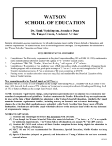 WATSON SCHOOL OF EDUCATION  Dr. Hank Weddington, Associate Dean