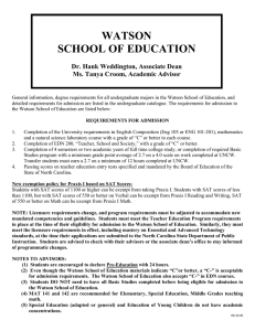 WATSON SCHOOL OF EDUCATION  Dr. Hank Weddington, Associate Dean