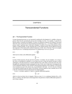 Transcendental Functions CHAPTER 6 6.1. The Exponential Function