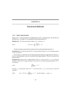 Numerical Methods ∑ CHAPTER 10 10.1. Taylor Approximation