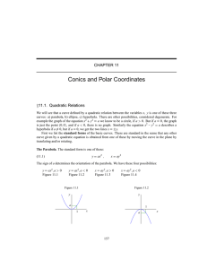 Conics and Polar Coordinates CHAPTER 11 11.1. Quadratic Relations