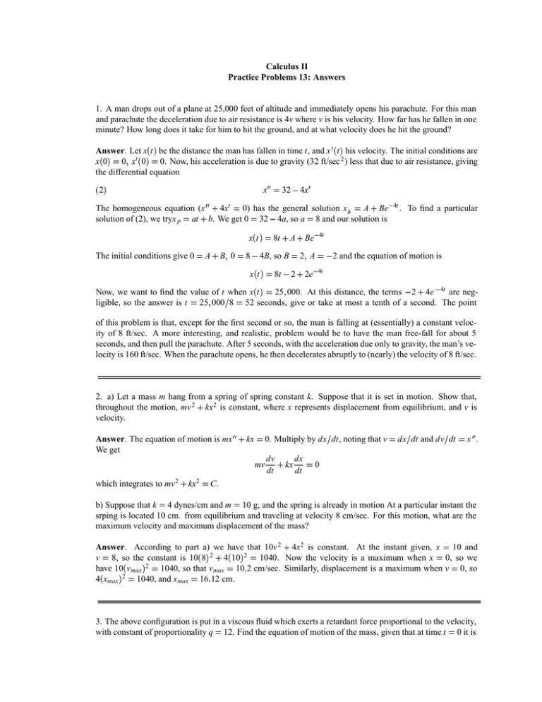 Calculus II Practice Problems 13: Answers