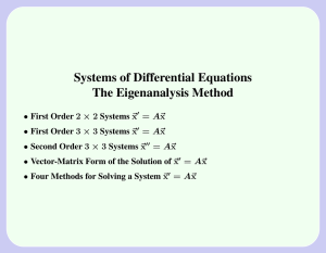 Systems of Differential Equations The Eigenanalysis Method