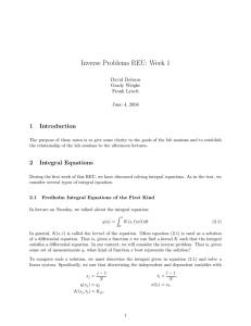 Inverse Problems REU: Week 1 1 Introduction David Dobson