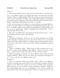 M1220-2 Final Review Questions Spring 2005 Chapter 7