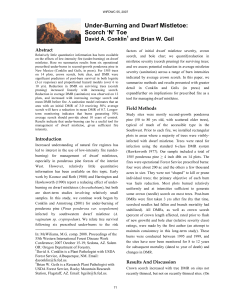 Under-Burning and Dwarf Mistletoe: Scorch ‘N’ Toe David A. Conklin