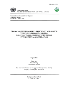 UNITED NATIONS DEPARTMENT OF ECONOMIC AND SOCIAL AFFAIRS Commission on Sustainable Development