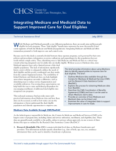 CHCS W  Integrating Medicare and Medicaid Data to