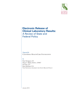 Electronic Release of Clinical Laboratory Results: A Review of State and Federal Policy