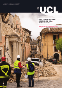 RISK, DISASTER AND RESILIENCE MSc / 2016/17 ENTRY