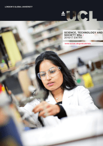 SCIENCE, TECHNOLOGY AND SOCIETY MSc / 2016/17 ENTRY