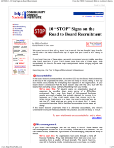 10 “STOP” Signs on the Road to Board Recruitment  by Hildy Gottlieb