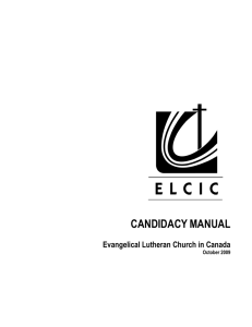 CANDIDACY MANUAL  Evangelical Lutheran Church in Canada