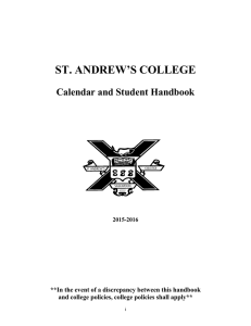 ST. ANDREW’S COLLEGE Calendar and Student Handbook