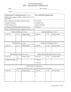 Course Requirements MTS – Specialization in Spiritual Care