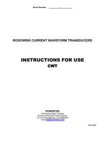 INSTRUCTIONS FOR USE CWT ROGOWSKI CURRENT WAVEFORM TRANSDUCERS POWERTEK